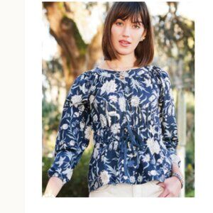 Spartina 449 Colette Blouse Navy NWT - Size L
